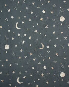 Moon Stars Fabric / Midnight Moon Stars Fabric / Midnight
