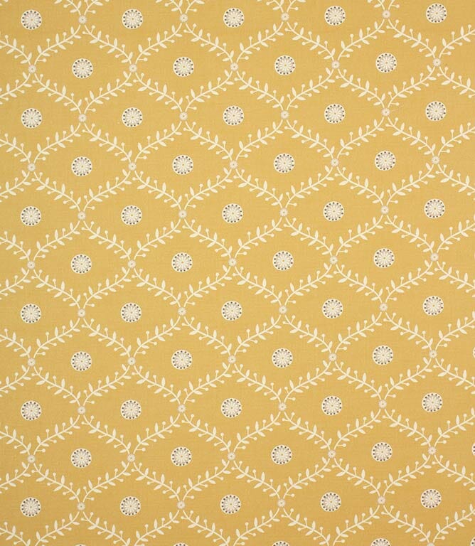 Ochre Daisy Trellis Fabric