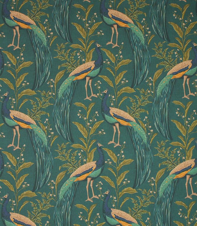 Teal Mr Peacock  Fabric