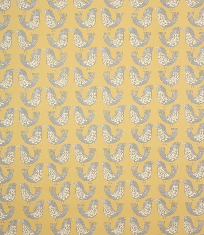 Mustard Scandi Birds  Fabric