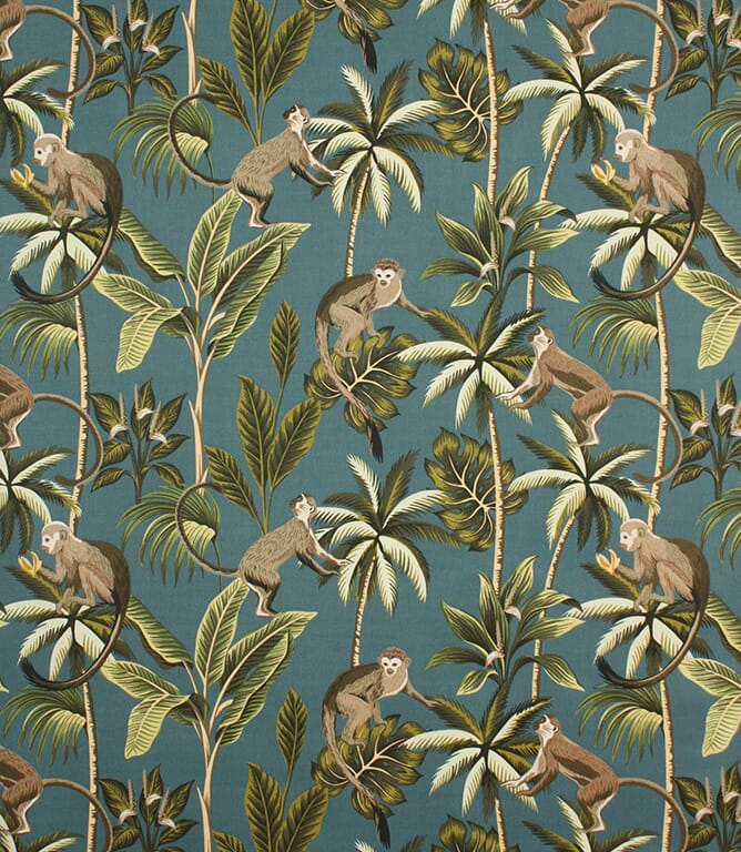 Teal Mr Monkey Fabric