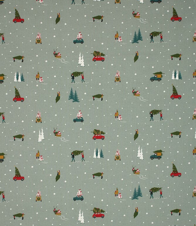 Grey Home for Christmas Fabric