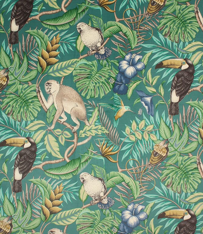 Lagoon Rainforest Velvet Fabric